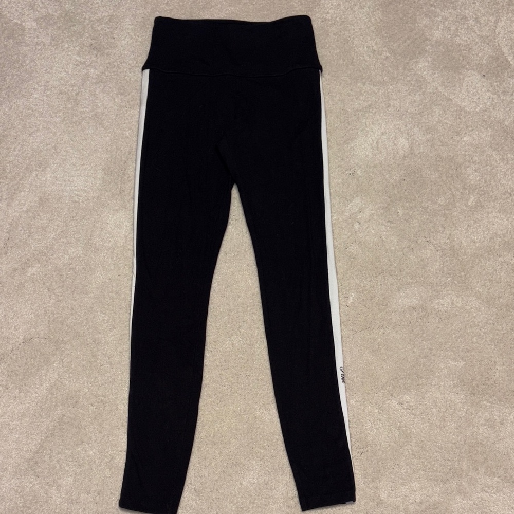 PINK Victoria's Secret Black Leggings with White Side Stripe